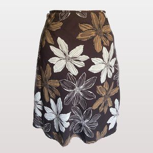 Y2K Style Midi Skirt Brown Floral Plus Size